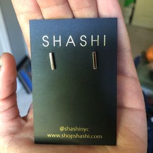SHASHI gold bar earrings